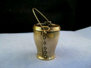 Austrian Antique Miniature Figural Brass Fire Bucket Match Holder Striker Vesta