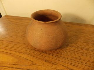 Antique Native American Hohokam Pot Hand Coiled Red Clay 1200 B.  P.  7 " Kill Hole