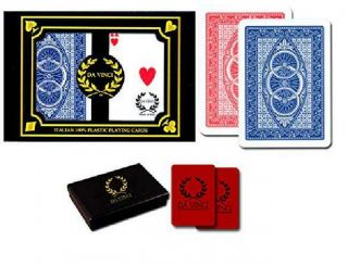 Da Vinci Ruote,  Italian 100 Plastic Playing Cards,  2 - Deck Poker Size Set,  Regul