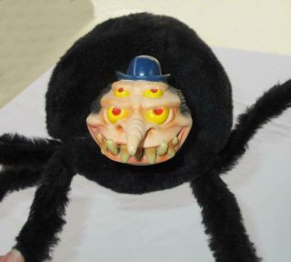 Large 36 " Spider Decoration Plush Bendable Legs,  4 Eyed,  Gnarly Teeth Halloween