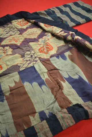 YE74/675 Vintage Japanese Kimono Cotton Antique Boro NORAGI Indigo Blue SHIMA 8