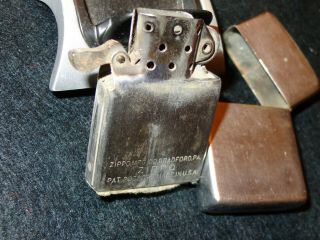 Rare 1948 - 49 3 Barrel Hinge Zippo Lighter With Matching Insert 7