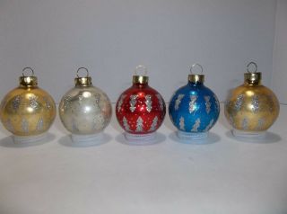 Vintage Blown Glass Christmas Tree Ornaments RED GOLD WHITE BLUE Silver GLITTER 2