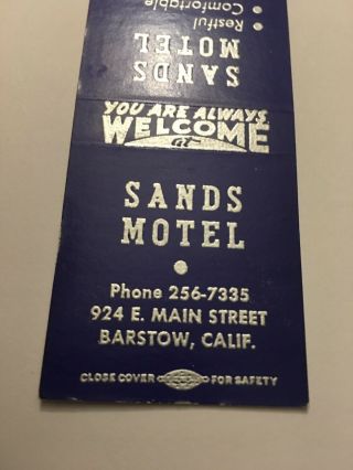 Vintage Matchbook Cover Sands Motel Barstow California