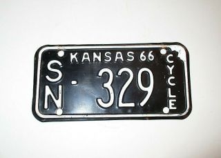 1966 Kansas Motorcycle License Plate No.  329,  Shawnee County