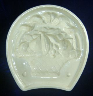 Antique German Ironstone Mold - Basket Of Flowers And Leaves - Rare
