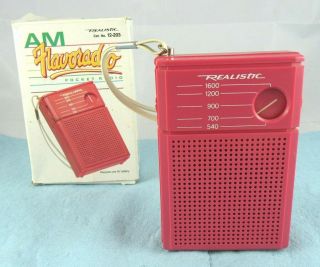 Radio Shack Flavoradio Realistic 12 - 203 Pink Am Transistor Radio Vintage -