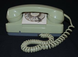 VINTAGE 1970 ' s GTE STARLITE PHONE TELEPHONE ROTARY AVOCADO GREEN DESK 4