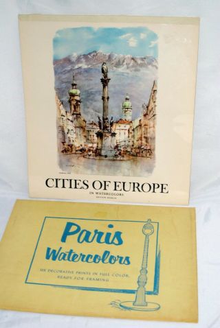 Vintage Paris Watercolors Art Prints And Cities Of Europe 1964 Calendar Paris