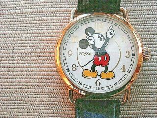 1996 Gold Fossil Rare Limited Edition 38/1000 Mickey Mouse Watch