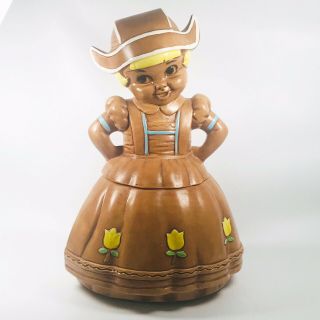 Vintage Twin Winton Cookie Jar Dutch Girl By California Pottery Brown 13”