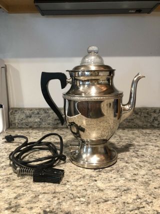 Antique Royal Rochester Chrome Electric Coffee Pot Urn Percolator - Great