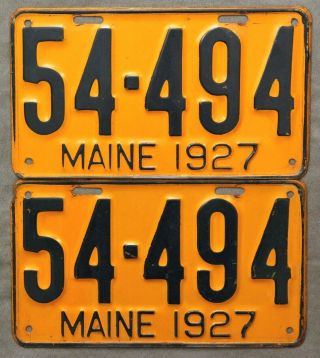 Maine.  1927.  License Plate.  Pair.