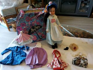 1964 Walt Disney Productions Mary Poppins Doll Case Accessories Umbrella Purse,