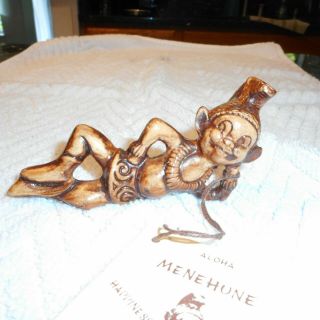 Vintage 1960 Menehune Treasure Craft Hawaii Tiki Bar Souvenir Figure w/Tags 2