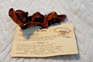 Vintage 1960 Menehune Treasure Craft Hawaii Tiki Bar Souvenir Figure w/Tags 5