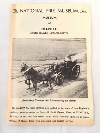 Vintage 1950’s The National Fire Museum At Edaville South Carver Ma Brochure