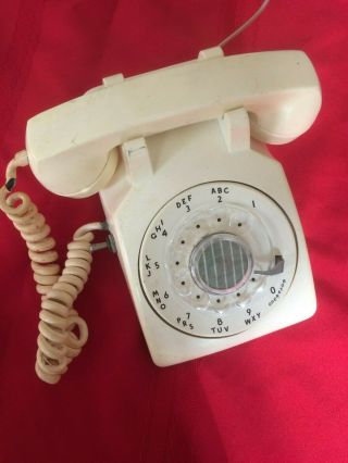 Vintage Bell Western Electric White Rotary Dial Desk Telephone Cd 500 Early 60 