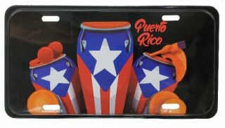 Puerto Rico Flag Conga 6 " X12 " Aluminum License Plate Tag (tablilla)