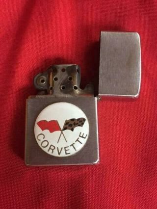 Vintage Zippo Cigarette Lighter Chevy Corvette Emblem Number 2517191