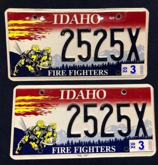 Idaho Firefighters License Plate X Pair Embossed