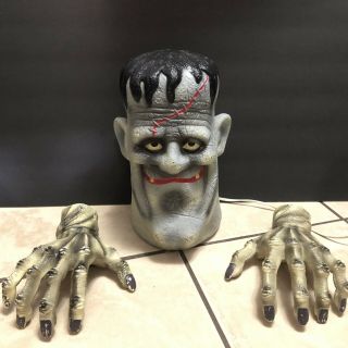 Paper Magic Vintage Halloween Frankenstein Head Blow Mold Light Up Decor