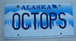 Alaska Graphic Vanity License Plate " Octops " Octopus Ocean Marine Life