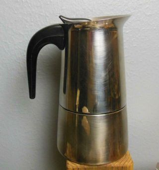 Vintage Stainless Steel Espresso Coffee Pot Inox 18 - 10 Italy 4 Cup 7 " Stovetop