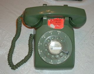 Vintage Avocado Green Itt Dial Phone,  Desk Top,  Ex.