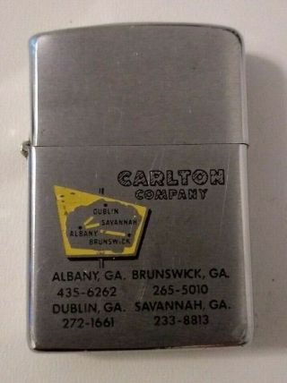 Vintage 1970 Zippo Lighter Carlton Company Ga 5 Barrel Hinge 16 Hole Chimney