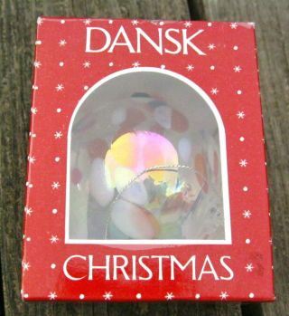 Dansk Christmas Hand Blown Glass Ornament Red White Blue Swirl 5 " W Box Vintage