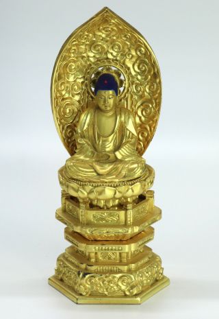 Japanese Gold Paint Buddhist Image Shakanyorai Gautama Buddha 0083