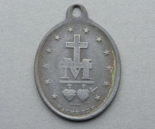 French,  Antique Religious Pendant.  Saint Virgin Mary.  Miraculous Medal Vachette.