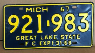 Michigan License Plate 1967 Great Lakes State Gas & Oil