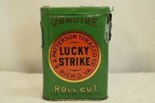 Vintage Lucky Strike Roll Cut Tobacco Vertical Pocket Tin
