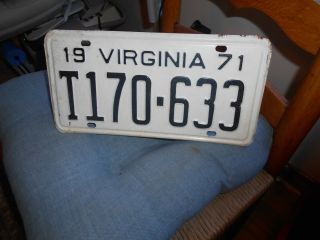 Vintage License Plate Tag Virginia Va 1971 T170 - 633