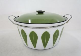 Mcm Cathrineholm Mid - Century Modern Vintage Green Lotus Enamel 12.  75 " Stock Pot