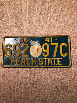 1941 Georgia Peach License Plate 692 - 97c