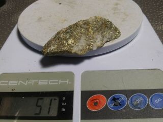 51gr Gold And Silver Ore Quartz Vein Rare Chalcopyrite.  Au Ag Kt,