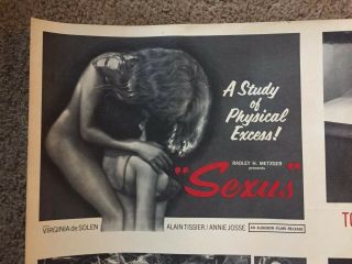 1965 Uncut Sexus Lobby Card One Sheet Poster Radley Metzger Cult Erotic 2