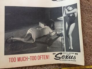 1965 Uncut Sexus Lobby Card One Sheet Poster Radley Metzger Cult Erotic 5