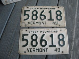 1949 49 Vermont Vt License Plate Tag Rustic Olddie Buy It Now.  Pair