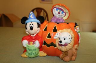 World Of Disney Halloween Cookie Jar Tinkerbell Cheshire Cat Mickey Mouse 101
