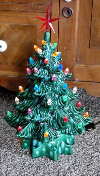 Vintage Christmas Atlantic Mold Ceramic Christmas Tree Lights,  Star & Base 13 "