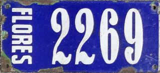 1930s - 40s Uruguay Flores Porcelain Motorcycle License Plate (jimmy 