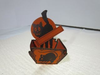 Vintage Candy Or Nut Cup Halloween Black Cat And Mice 3 1/8 " Tall 1920s