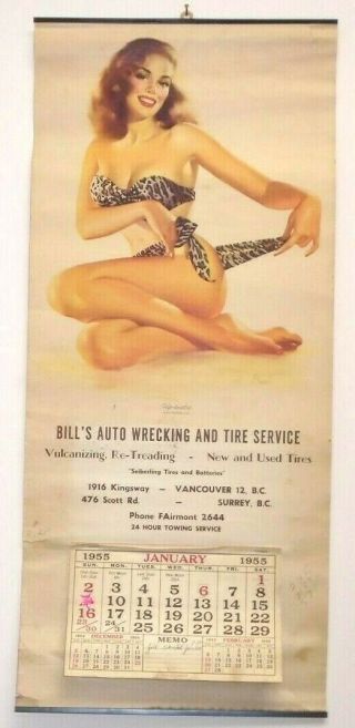 Vintage 1955 Pinup Girl Calendar Bill 