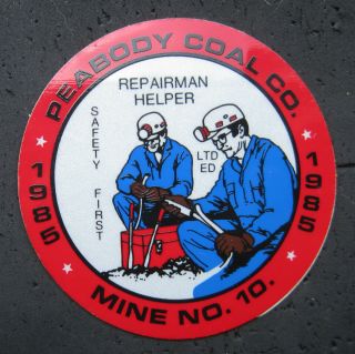1985 Ltd.  Ed.  Peabody Coal Co.  Coal Mining Hard Hat Lunchbox Toolbox Sticker