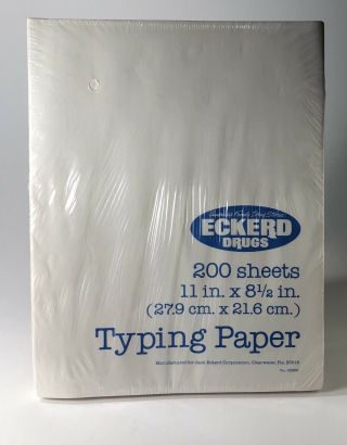 Vintage Eckerd Drug Store 200 Sheet Typing Paper Typewritter 8.  5 X 11 In White