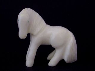 Bryston Bowannie - White Marble Horse - Zuni Fetish - Native American - Stone Carving